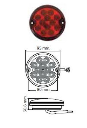 Faro Posición-Stop Led Trasero 95mm 12-24v