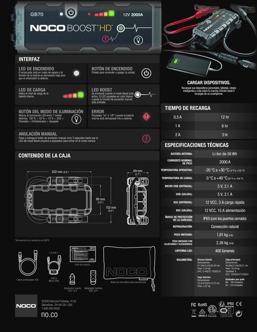 Arrancador litio HD 12V 2000a