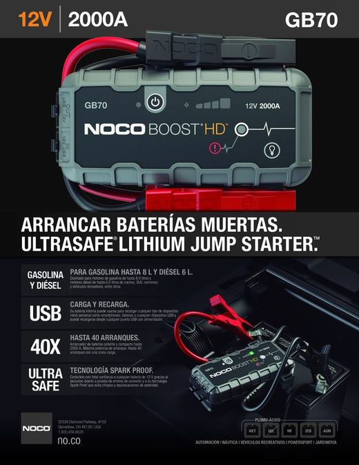 Arrancador litio HD 12V 2000a