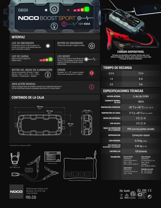 12V 500A Lithium-Sport-Starthilfe