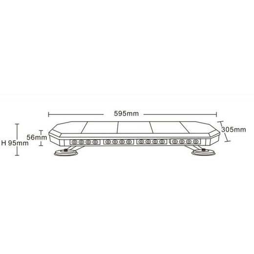 Barra de advertencia LED ámbar 595x305x5 r65 47-1002