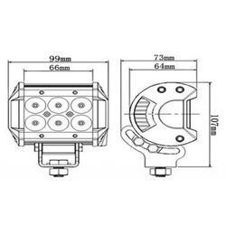 Faro de trabajo cuadrado con 6 LEDS FT-031S