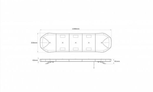 Gelbe LED-Warnleiste 1200x326x81 47-1014