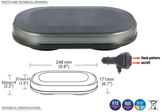 LED-Warnleiste 248x171x37 r10 r65