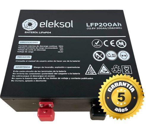 Batería de Litio LiFePO4 Bajo Asiento Eleksol 12,8V 200Ah Bluetooth y BMS V2