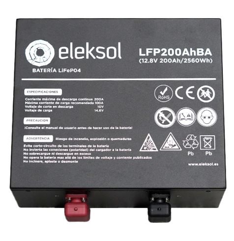 Batería de Litio LiFePO4 Bajo Asiento Eleksol 12,8V 200Ah Bluetooth y BMS V2