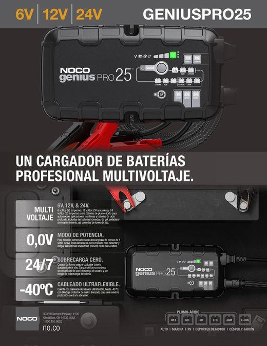 Cargador batería 6V/12V/24V 25 amp