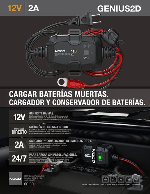 Cargador y mantenedor 12V 2 amp