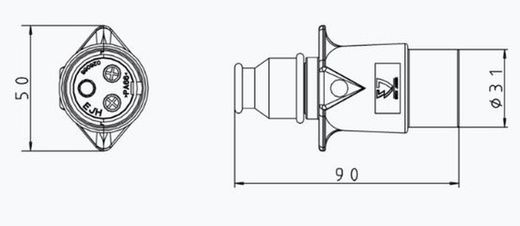 3-poliger/6-24-V-Stecker (16 A) mit Kunststoffverstärkung