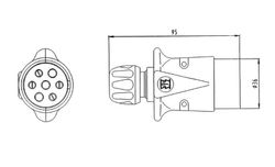 7-poliger / 12-V-Metallstecker mit Schraubklemmen 201005 - Erich Jaeger