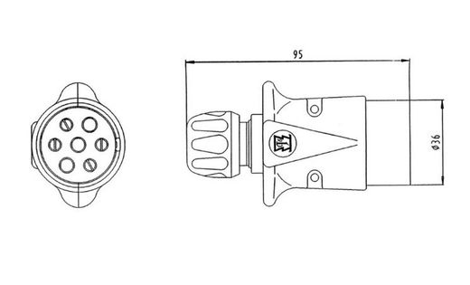 7-poliger / 12-V-Metallstecker mit Schraubklemmen 201005 - Erich Jaeger