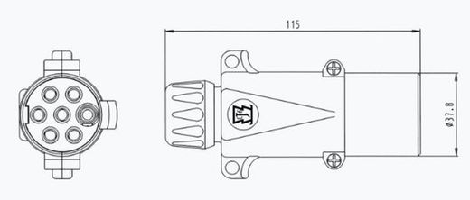 7-poliger/24-V-Stecker – Metallanschluss