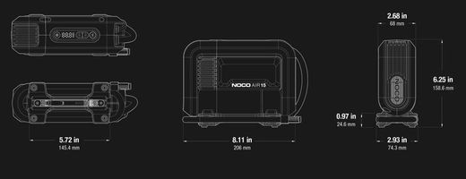 NOCO Air15 Ultraschneller tragbarer Luftkompressor 15A - 80psi