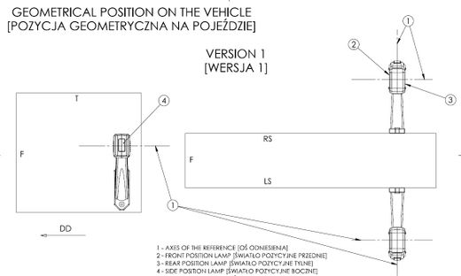 Linke LED-Positionsleuchte mit Hupe und Rückfahrsensormodul