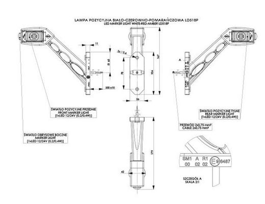 Cuerno De Gálibo LED Derecho 3 Funciones
