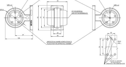 LED-Positionsleuchte vorne und hinten, Hupe weiß-rot