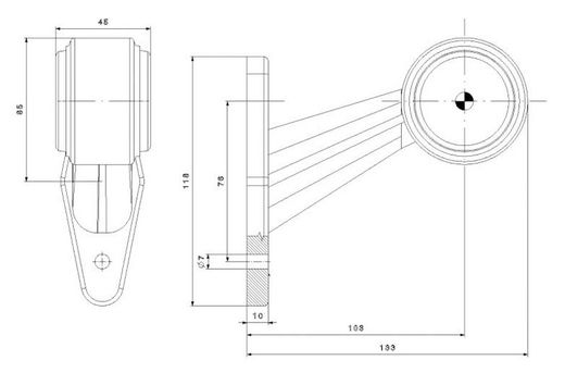 Lange weiße und rote LED-Positionsleuchte FT-009CLED - Fristom