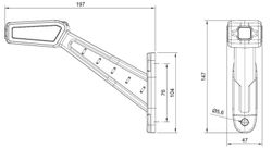 Rechte LED-Hupe mit Positionsanzeige hinten, vorne und seitlich