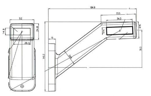 Cuerno de gálibo LED derecho blanco, rojo y ámbar 99-1171D - Was