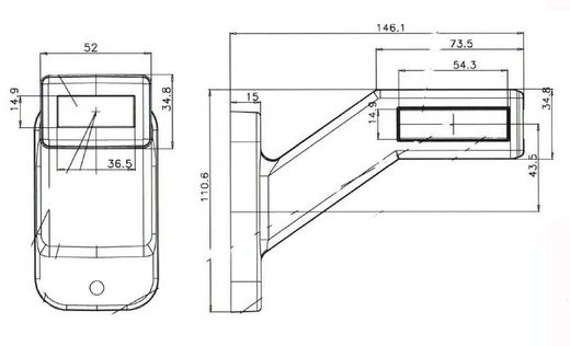 Cuerno de gálibo LED izquierdo blanco, rojo y ámbar 99-1173I - Was