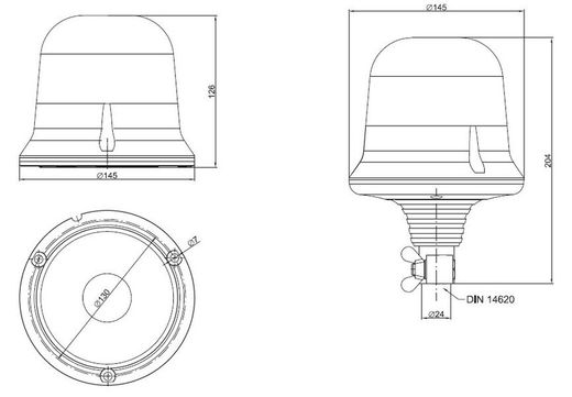 Blinkende gelbe LED-Spitzenbefestigung 12-36 V - 2 Blinksignale
