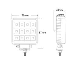 Faro de trabajo cuadrado con 12 LEDS más interruptor FT-052