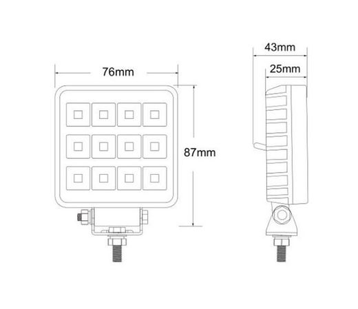 Faro de trabajo cuadrado con 12 LEDS más interruptor FT-052