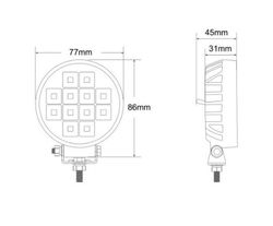 Lampe de travail ronde avec 12 LED et interrupteur FT-053