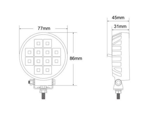 Lampe de travail ronde avec 12 LED et interrupteur FT-053
