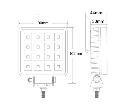 Faro de trabajo cuadrado con 16 LEDS más interruptor FT-054