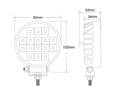 Faro de trabajo redondo con 16 LEDS más interruptor FT-055