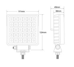 Faro de trabajo cuadrado con 30 LEDS más interruptor FT-056