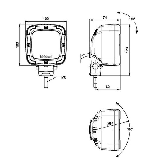 Arbeitsleuchte mit 9 LEDs, 15 W, speziell für den Einsatz auf See