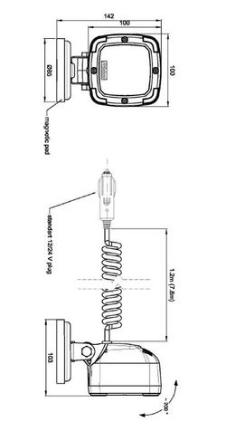 Faro Trabajo 9 LEDs Con Soporte Imán