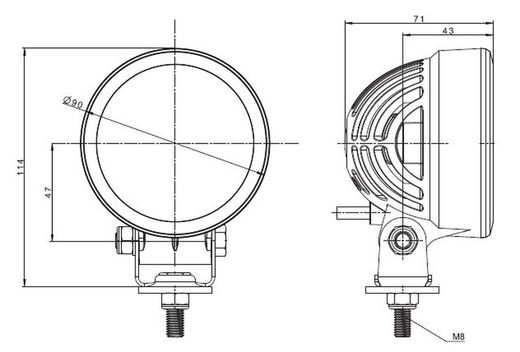 Lampe de travail à LED ronde à lumière diffuse