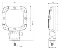 Faro de trabajo led slim cuadrado 1400 lúmenes 12-36v con 2 funciones: iluminación y marcha atrás