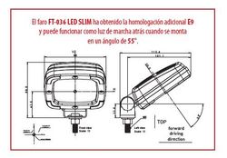 Faro de trabajo led slim cuadrado 1400 lúmenes 12-36v con 2 funciones: iluminación y marcha atrás