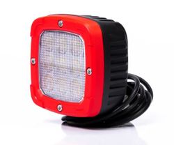 Universelle LED-Arbeitsleuchte mit 9 LEDs. Breiter Lichtstrom, 9 LEDs, 4100 Lumen, schwarzes Aluminiumgehäuse, roter Rahmen, Montagehalterung, 1,5 m Kabel.