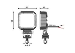 Feu de travail carré à 4 LED homologué pour marche arrière D14555 - Vignal