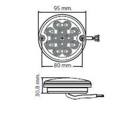 LED-Rücklicht inkl. Retro. 95 mm, 12–24 V