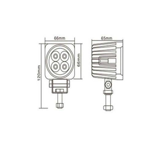Faro de trabajo cuadrado con 4 LEDS FT-043