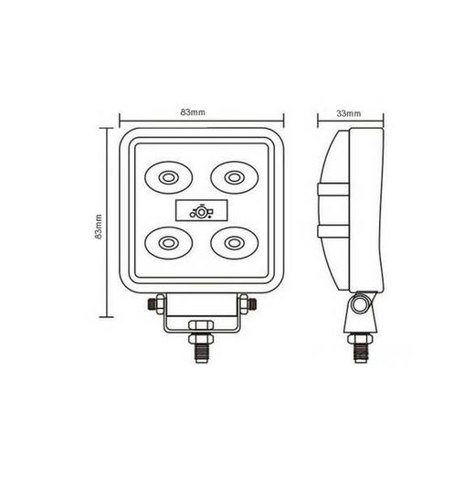 Faro de trabajo cuadrado con 5 LEDS FT-041