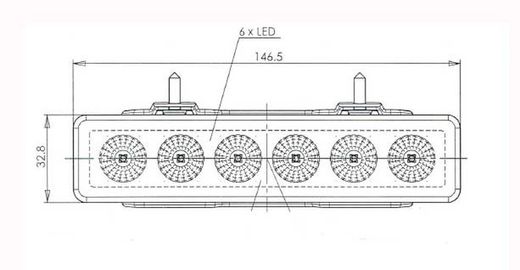 Faro trabajo rectangular con 6 LEDS 99-0865 - Was