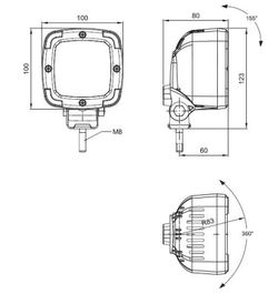 Quadratische Arbeitsleuchte mit 9 LEDs, ADR-geprüft FT-036LED - Fristom