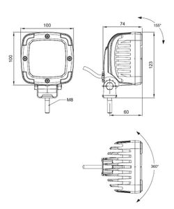Projecteur de travail carré avec 9 LED homologuées ADR FT-036LEDALU2800 - Fristom