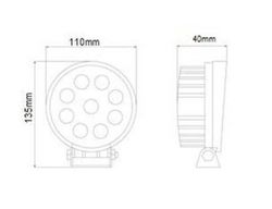 Faro Trabajo 9 LEDs Redondo 12-90v