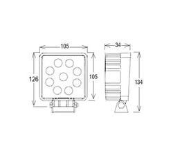 Lampe de travail carrée à 9 LED FT-040