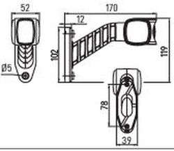 Rechte LED-Positionsleuchte 170 mm mit 500 mm Kabel