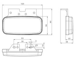 Gelbe LED-Positionsleuchte mit Blinker und Halterung FT-080+KLED - Fristom