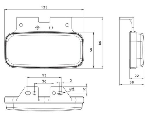 Gelbe LED-Positionsleuchte mit Blinker und Halterung FT-080+KLED - Fristom